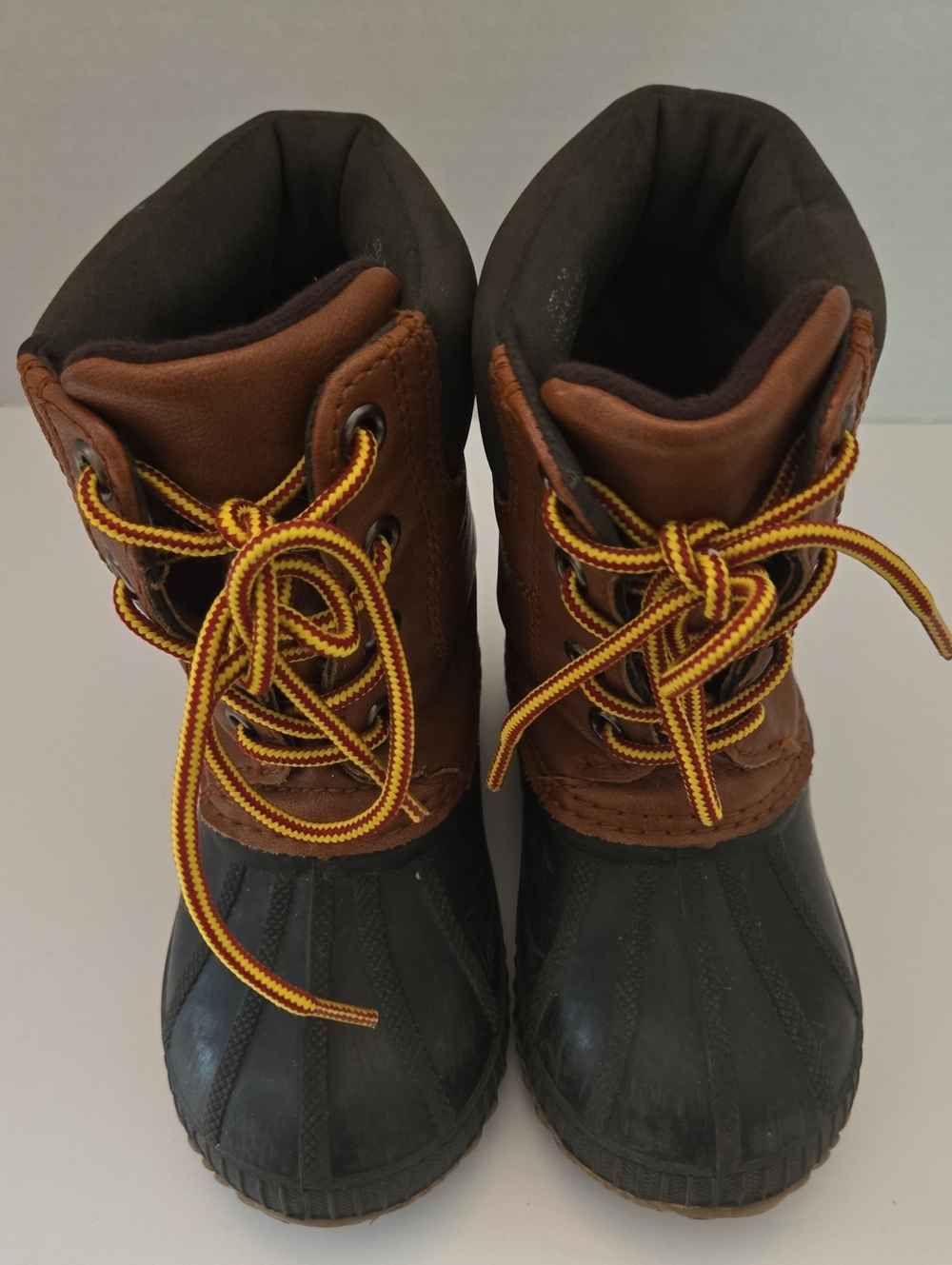 GAP Toddler Brown and Black Rain/ Snow Boots with Yellow Red Laces